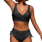 Period Swimwear Bikini - Wrap Top & Ruched High Waist Pants