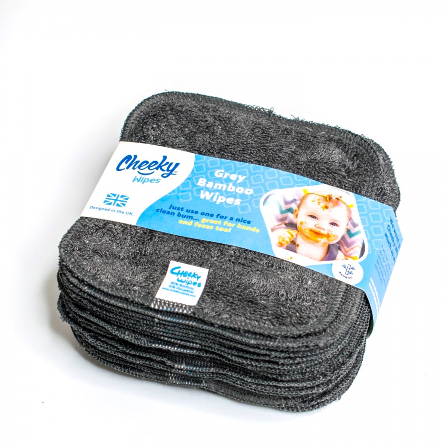 Washable Cloth Bamboo Terry Baby Wipes - Grey